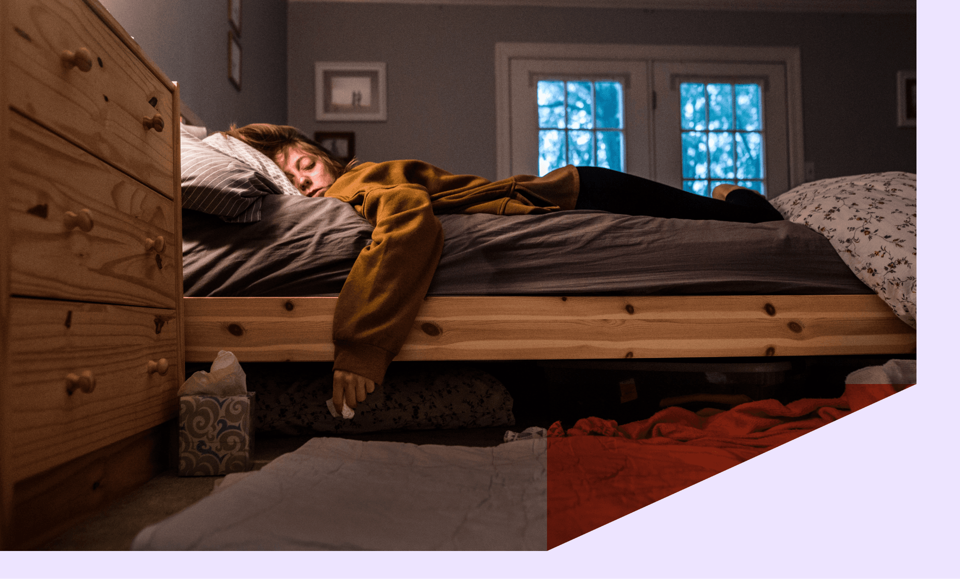 Woman sick and leeping