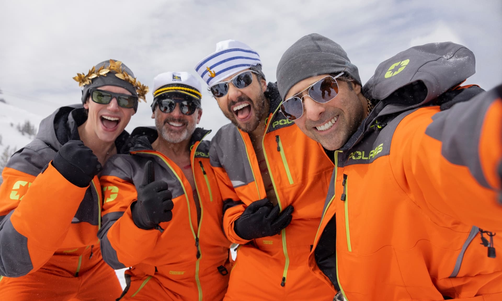 Steve Carell, Jason Schwartzman, Cory Michael Smith, Ramy Youssef in Mountainhead.