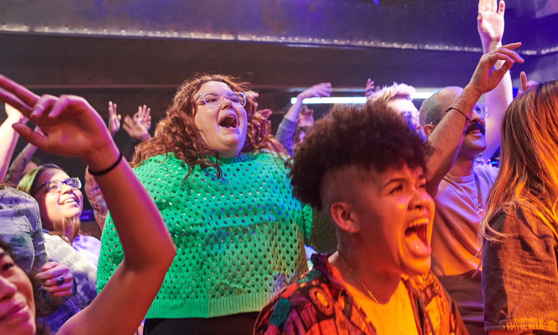 People singing at a concert