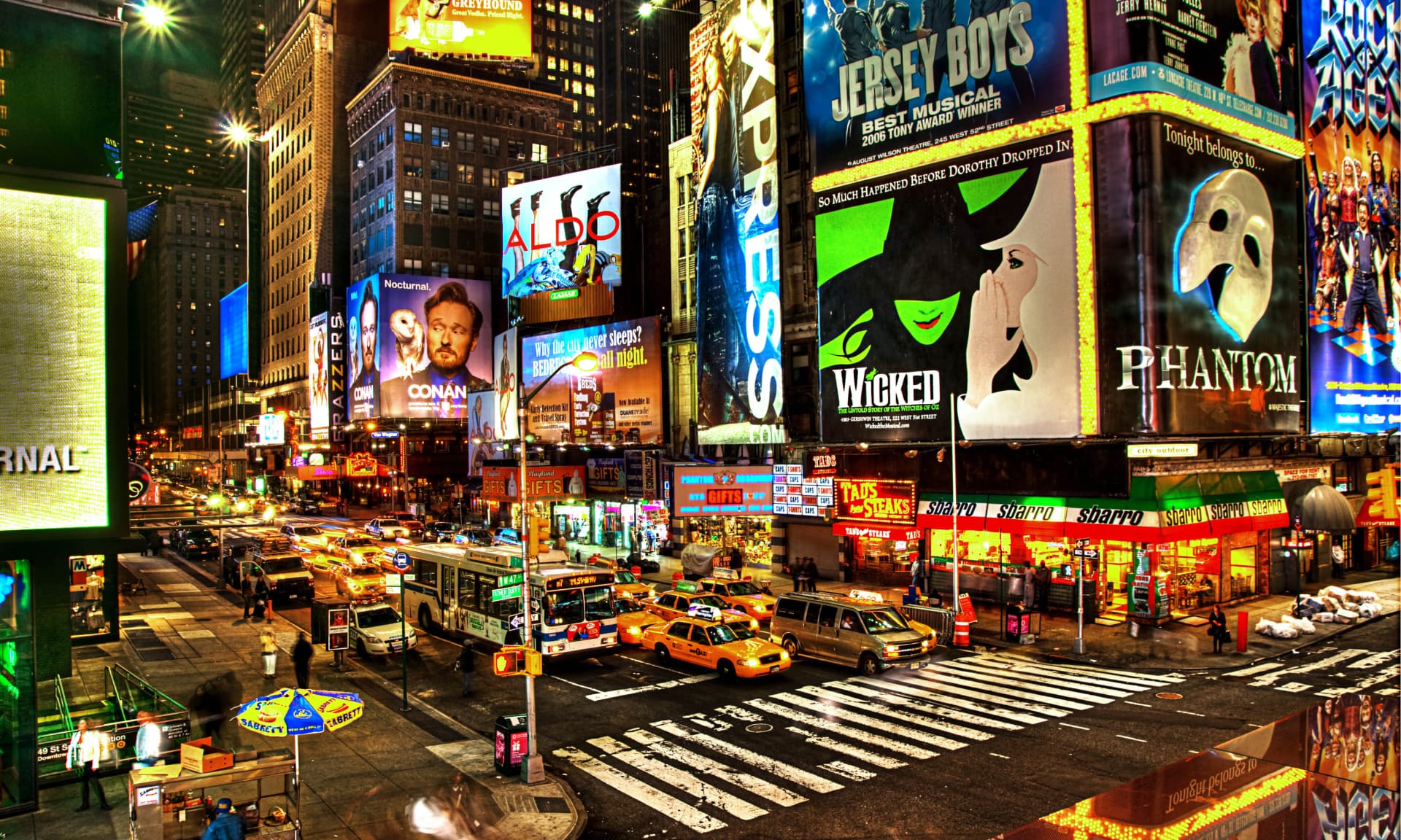 Broadway shows advertised on Times Square