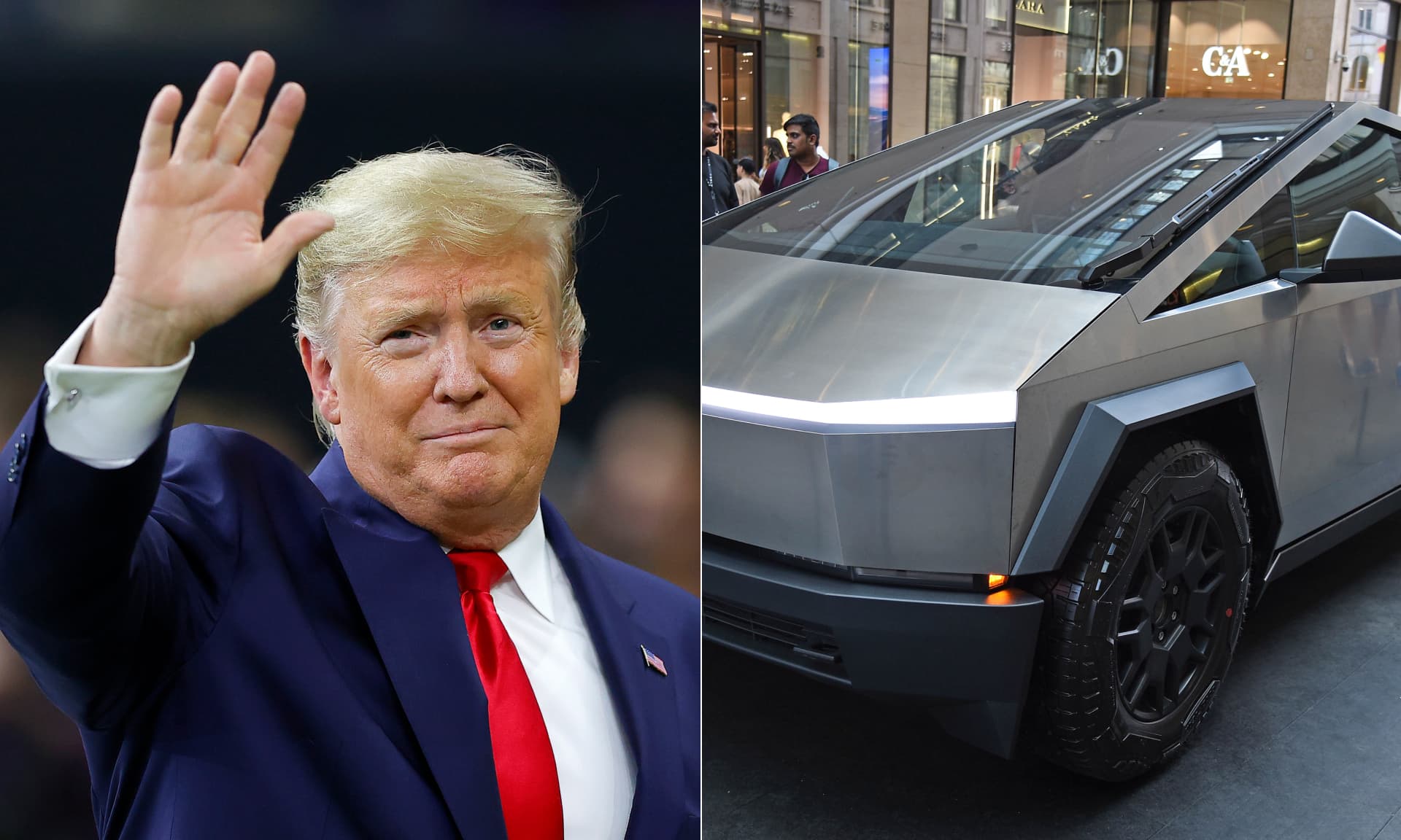 Trump and a cybertruck