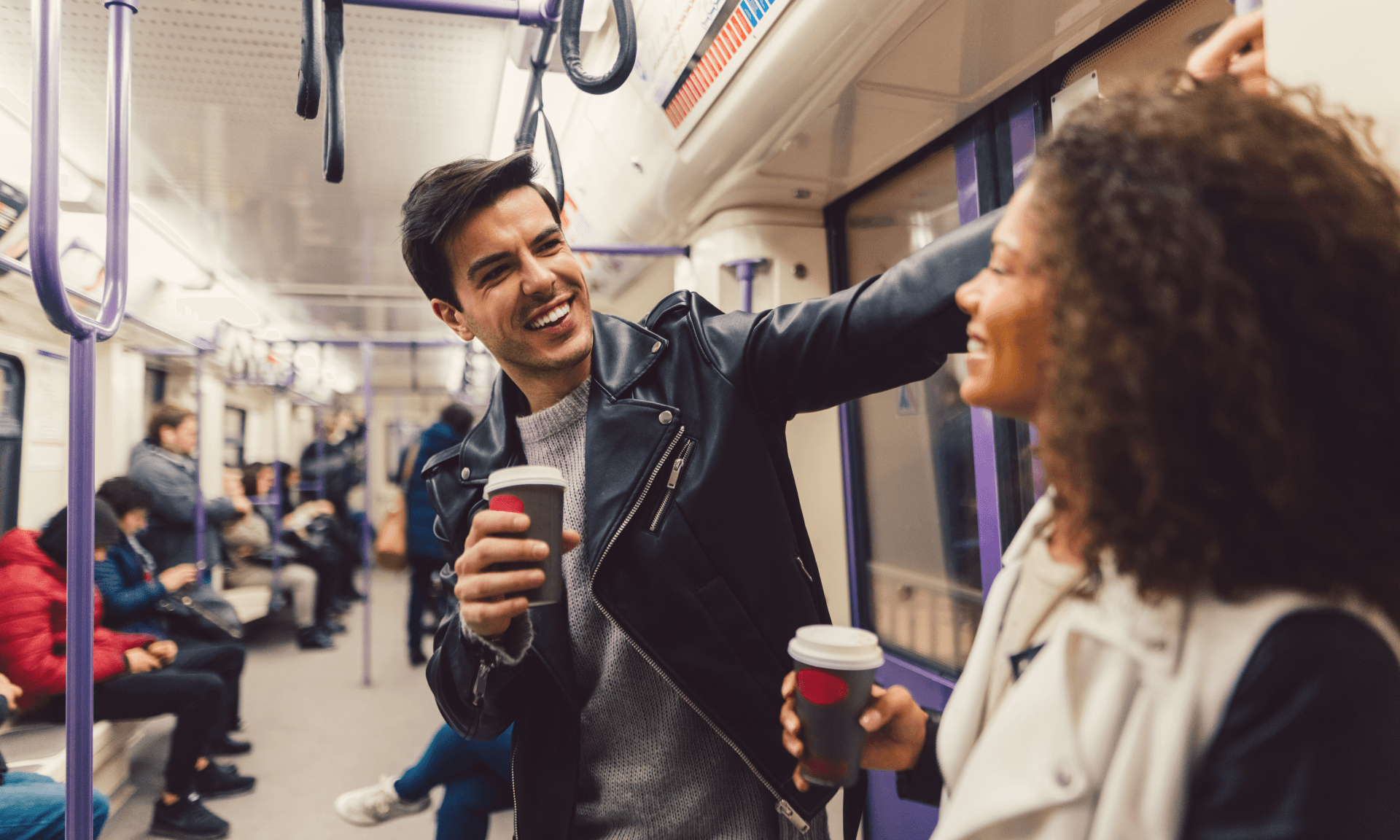 Man and woman on subway