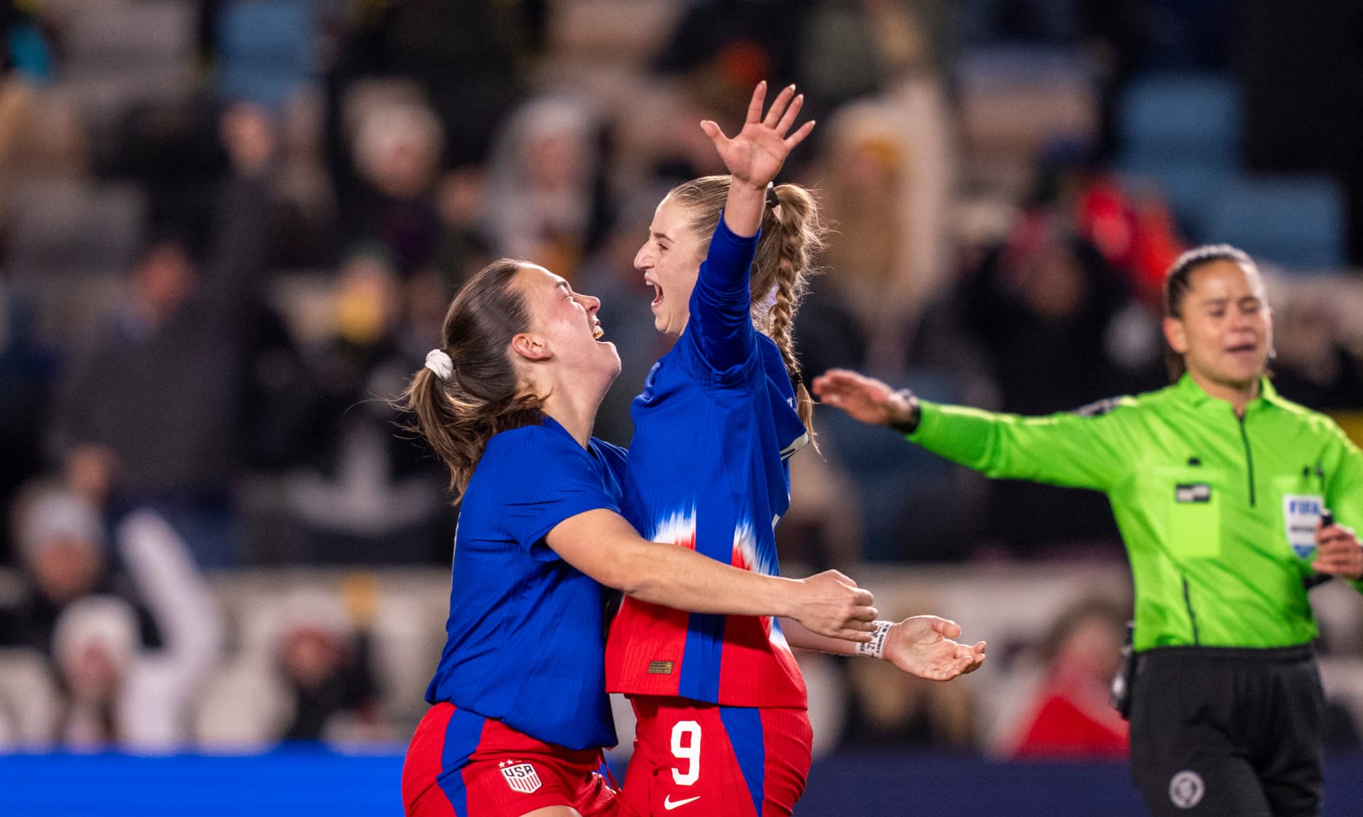 S Women's National Team player Ally Sentnor after scoring a goal